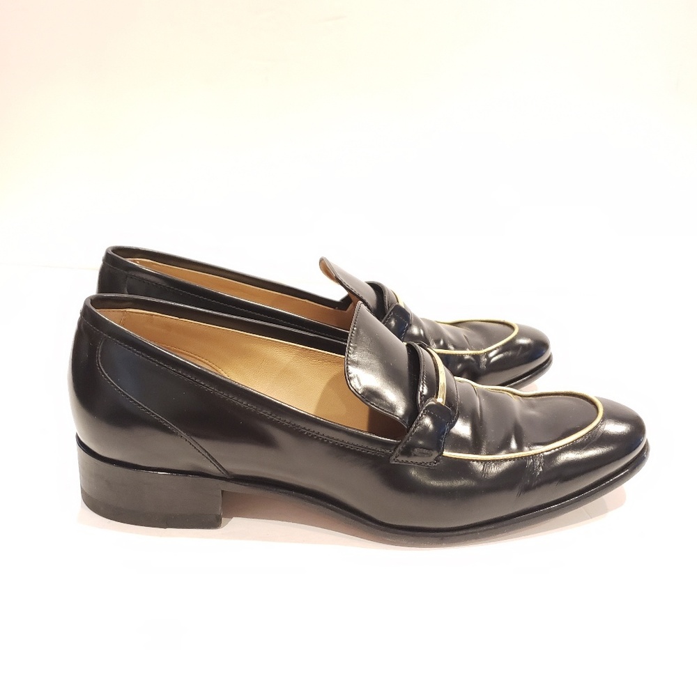 Ferragamo women's loafers flats black patent leather black gold size 8 c wide - Picture 7 of 7